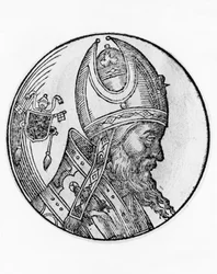 Porträt von Johannes IV. (gestorben 642), 72. Papst der katholischen Kirche ab 640, Gravur