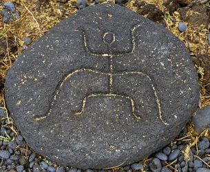 Steingravur, Puako Petroglyph Archaeological District, Insel Hawaii, Vereinigte Staaten