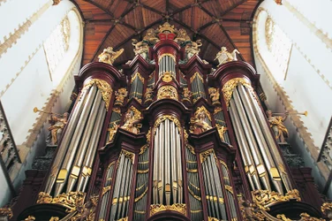 Die Orgel in der St.-Bavokerk-Kirche oder Grote Kerk, gebaut von Christian Muller (1690-1763), Haarlem, Niederlande