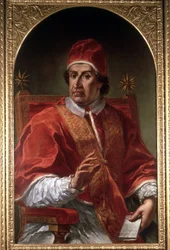 Porträt von Clemens XI. (1649 - 1721) von Pier Leone Ghezzi. Museo di Roma. Rom