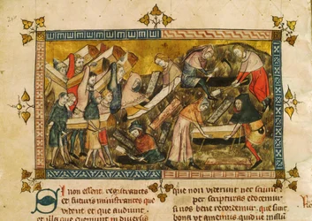 Die Bestattung der Opfer der Pest in Tournai, um 1353.