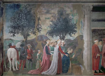 Die Entdeckung des Holzes des Wahren Kreuzes, aus dem Zyklus der Legende des Wahren Kreuzes, vollendet 1464 (Detail)