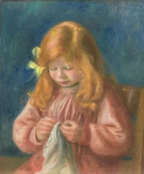 Jean Renoir beim Nähen