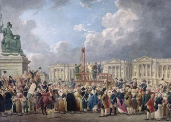 Eine Hinrichtung auf der Place de la Révolution zwischen August 1793 und Juni 1794
