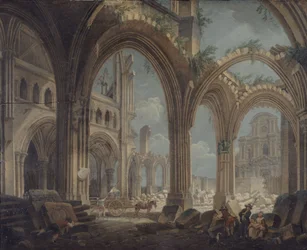 Abriss der Kirche Saint-Jean-en-Greve, ca. 1800 (Öl auf Leinwand)