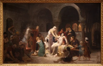 Die heilige Elisabeth von Ungarn (1207-1231) pflegt die Kranken. Pierre Auguste Cot (1837-1883)