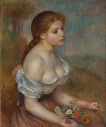 Ein junges Mädchen mit Gänseblümchen