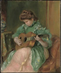 Frau mit Gitarre, um 1896-1897