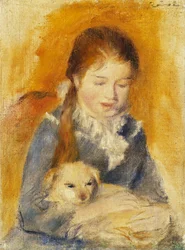 Mädchen mit Hund, ca. 1875