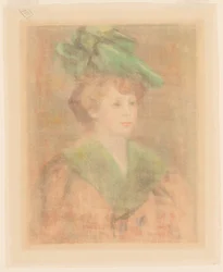 Dame mit grünem Hut Mlle. Dieterle, spätes 19. - frühes 20. Jahrhundert