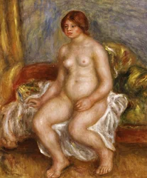 Nackte Frau auf grünen Kissen, 1909