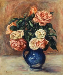 Rosen in einer blauen Vase, ca. 1900
