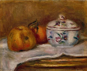 Zuckerschale, Apfel und Orange