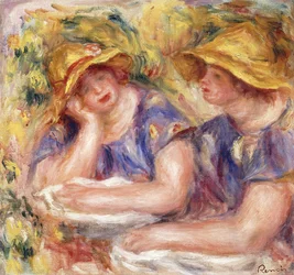Zwei Frauen in blauen Kleidern