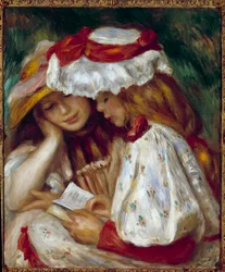 Zwei junge Mädchen lesen. Gemälde von Pierre Auguste Renoir (1841-1919).