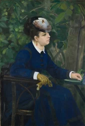 Frau im Garten Frau mit Möwenhut, 1868
