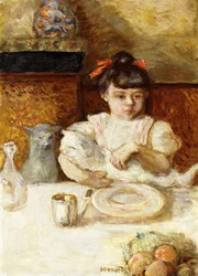 Kind und Katzen, ca. 1906