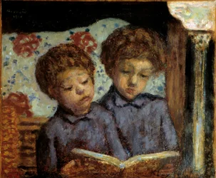 Kinder Jean und Charles Terrasse beim Lesen