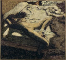 Schlafende Frau auf einem Bett oder Die Träge