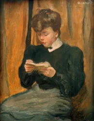 Frau, ein Buch lesend