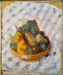 Stillleben mit Birnen und Pflaumen