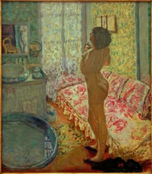Das Ankleidezimmer mit dem rosa Sofa (Akt im Gegenlicht)