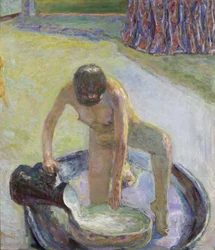 Nackte Hockende in der Badewanne Nu accroupi au tub, 1918