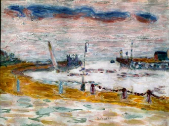 Der Hafenausgang in Trouville in der Normandie