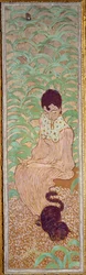 Frau sitzt bei der Katze