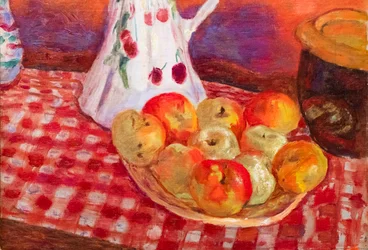 Gelbe und rote Äpfel (Detail)