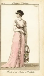 Frau in einem Kleid im Stil von Mathilde von Flandern, Paris