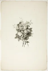 Blumenstrauß mit Rosen, aus Sammlung verschiedener Blumensträuße, erfunden und gezeichnet von Jean Pillement und graviert von P. C. Canot