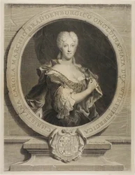 Porträt von Christine-Caroline, der Markgräfin von Brandenburg-Onoltzbach, Ehefrau von Guillaume-Frédéric von Württemberg, 1694-1723