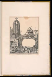 Kartusche umgeben von Brunnen