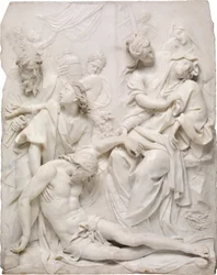 Die Jungfrau Maria ohnmächtig über dem toten Körper Christi am Fuße des Kreuzes, 1710