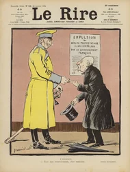 Satire auf Frankreichs Aufgabe des Elsass an Deutschland. Illustration für Le Rire