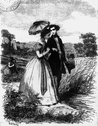Félix de Vandenesse und Madame de Mortsauf, Illustration zu „Die Lilie im Tal“ von Honoré de Balzac (1799-1850), veröffentlicht 1871