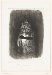 Dienstmädchen mit brennender Kerze