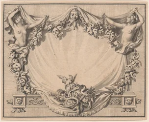 Kartusche mit Theatermasken