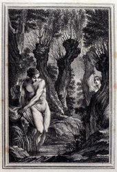 Der Gewissensfall - in „Tales et nouvelles en vers“ von Jean La Fontaine. 1776. Illustration von P.P. Choffard