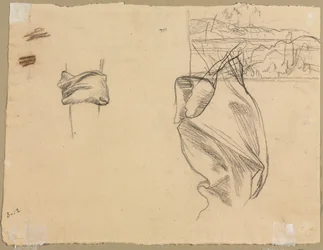 Studien von Draperien und Landschaftsstudie, 1800er