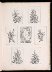 Ornamentdesign mit zwei toten Vögeln auf Acanthuszweig, aus Livre de Legumes