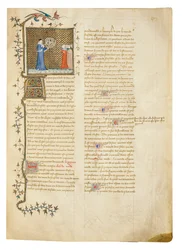 Seite aus "De Proprietatibus Rerum" von Bartholomeus Anglicus, in der französischen Übersetzung von Jean Corbechon, ca. 1390
