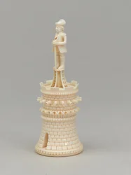 Weißer Turm, Schachfigur, Indien, ca. 1820