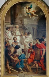 Die Messe des heiligen Basilius und das Ohnmächtigwerden des Kaisers Valens, Beschützer der arianischen Häresie