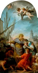 Die Einschiffung der Heiligen Paula ins Heilige Land, ca. 1738-39