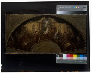 Der Triumph von Harlekin und Columbine: ein Entwurf für einen Fächer