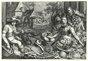 Die Gemüse- und Geflügelverkäufer