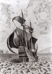 Schiff, graviert von Hieronymus Cock