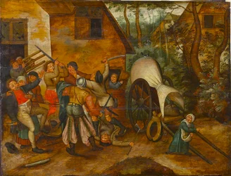 Streitende Bauern und Soldaten, Ende des 16. Jahrhunderts